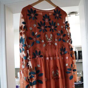 Philosophy long-sleeved embroidered floral dress